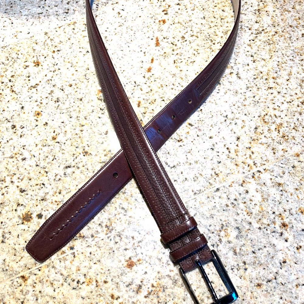 MEZLAN Leather Dress Belt Antique Dark Look Buckle Made in Spain Size 40
